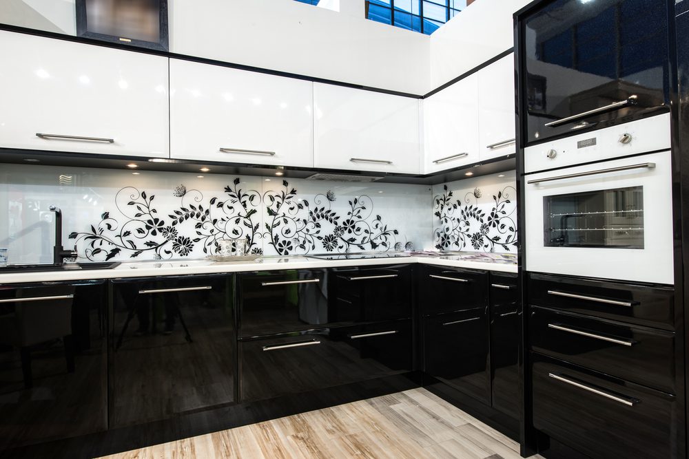 black and white kitchen